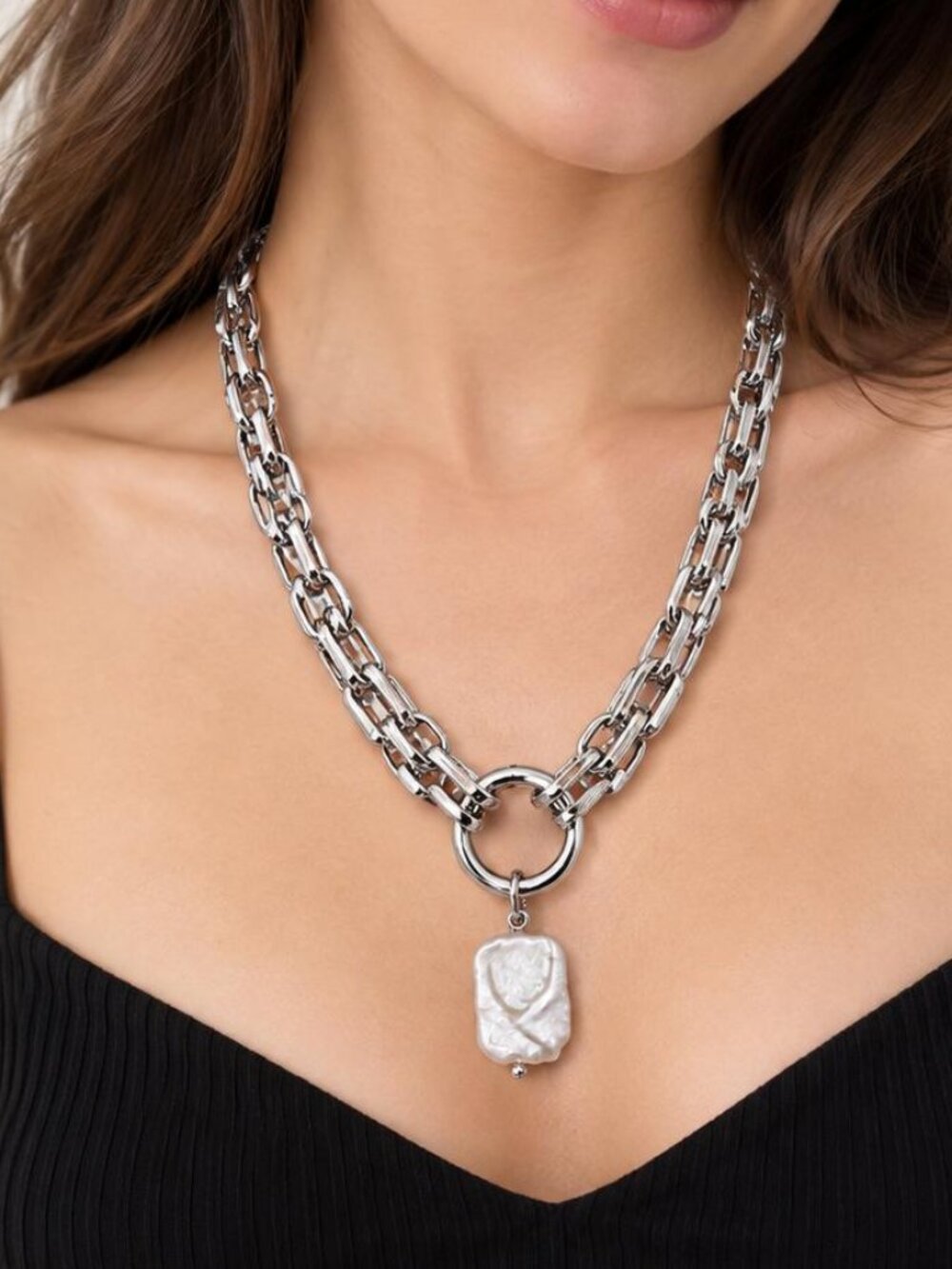 Geometry Style Stainless Steel Chain Necklace